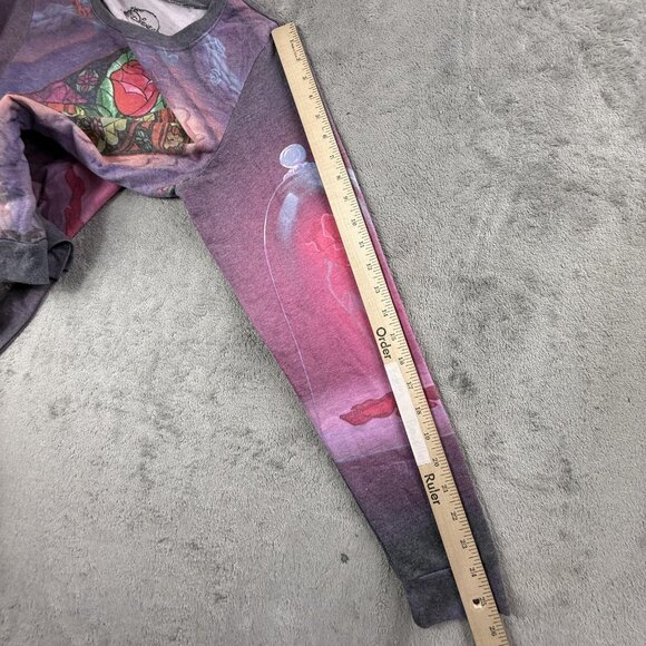 Disney Beauty and the Beast Shirt Womens Large Stained Glass Pullover Rose Top - Picture 8 of 12